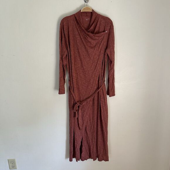 Garnet Hill Duster Cardigan Floor Length Maroon Small Cotton Tencel Lyocel Blend - Picture 3 of 7